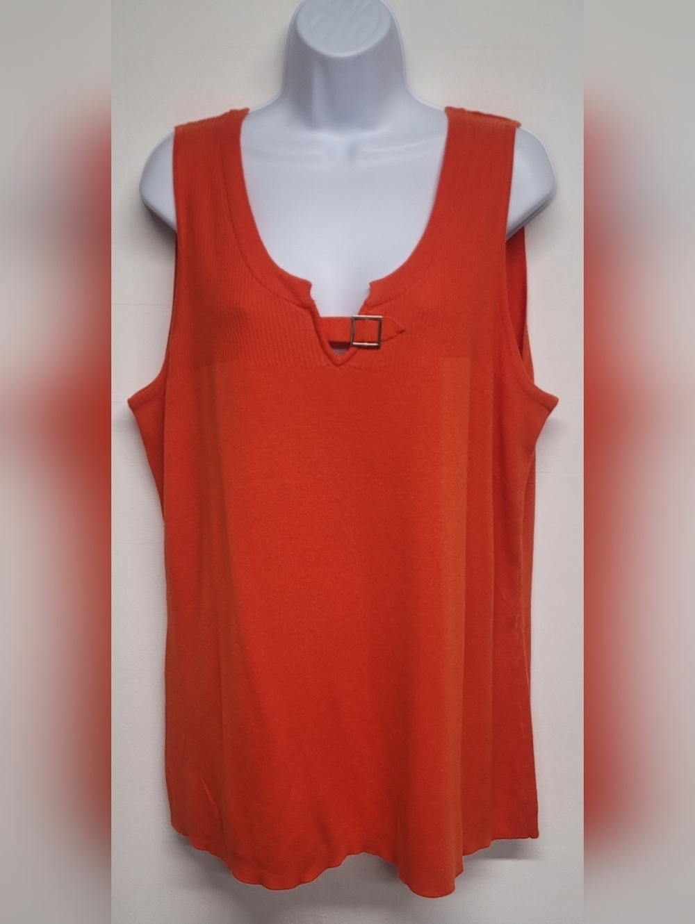 Lane Bryant 22/24 Top Orange Sleeveless Silver Hardware Ribbed Stretch Knit New